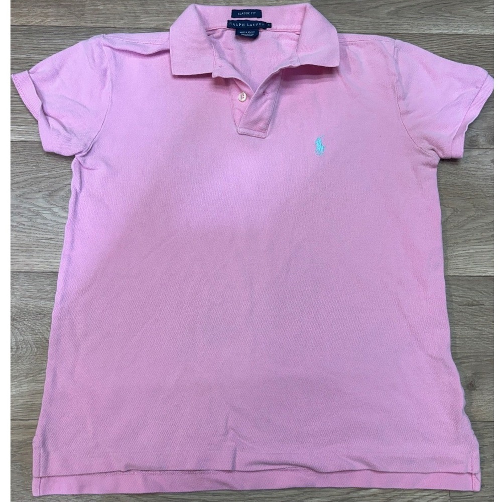 Ralph Lauren Kids Pink Classic Fit Cotton Mesh Polo Shirt Size S Pony Logo